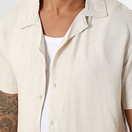 Classic Series - Camisa de manga corta Leon Beige Chiné
