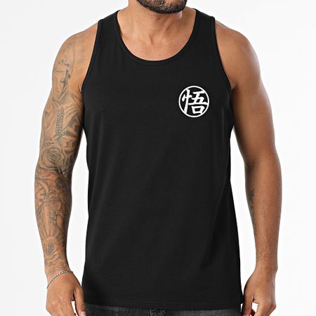 Dragon Ball Z - Goku Kanji Chest Badge Tank Top Negro Blanco
