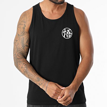 Dragon Ball Z - Goku Kanji Chest Badge Tank Top Negro Blanco