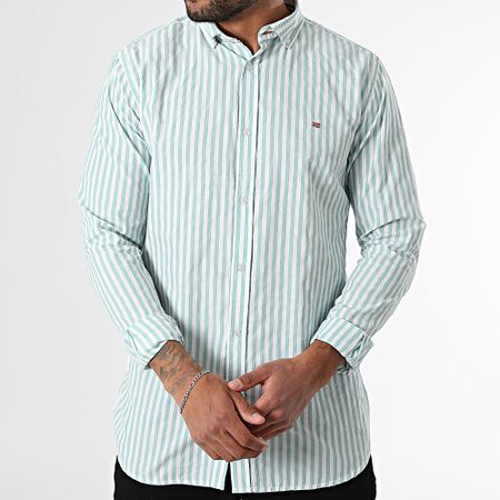 Geographical Norway - Camisa rayas manga larga 169 Verde Turquesa Blanco
