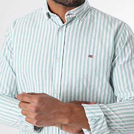 Geographical Norway - Camisa rayas manga larga 169 Verde Turquesa Blanco