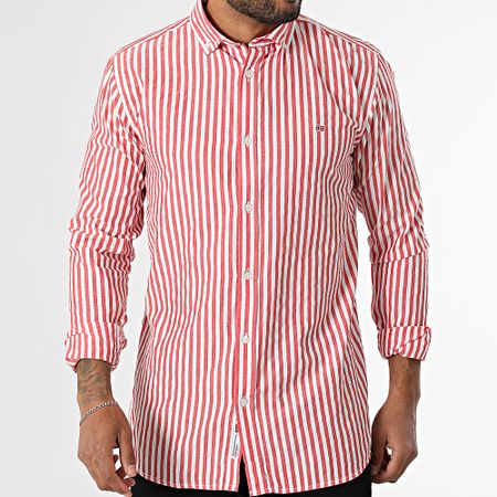 Geographical Norway - 168 Camisa de manga larga a rayas rojas y blancas