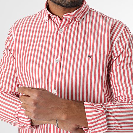 Geographical Norway - 168 Camisa de manga larga a rayas rojas y blancas