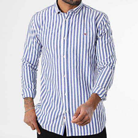 Geographical Norway - 166 Azul Marino Blanco Camisa de Manga Larga a Rayas