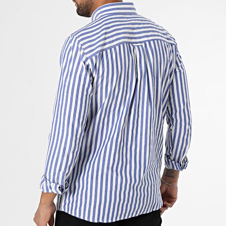 Geographical Norway - 166 Azul Marino Blanco Camisa de Manga Larga a Rayas