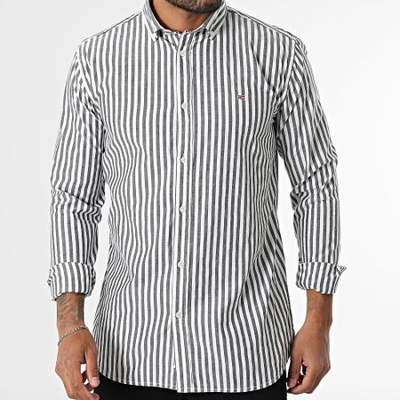 Geographical Norway - Camisa a rayas de manga larga 167 Negro Brezo Blanco