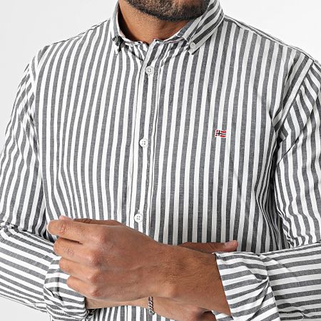 Geographical Norway - Camisa a rayas de manga larga 167 Negro Brezo Blanco