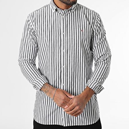 Geographical Norway - Camisa a rayas de manga larga 167 Negro Brezo Blanco