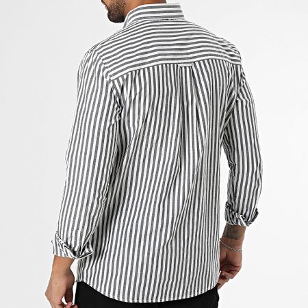 Geographical Norway - Camisa a rayas de manga larga 167 Negro Brezo Blanco