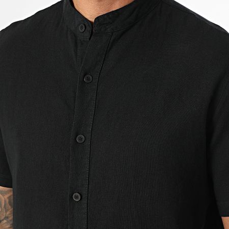 KZR - Camisa de manga corta Cuello de oficial 059 Negro