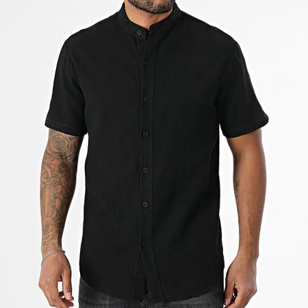 KZR - Camisa de manga corta Cuello de oficial 059 Negro
