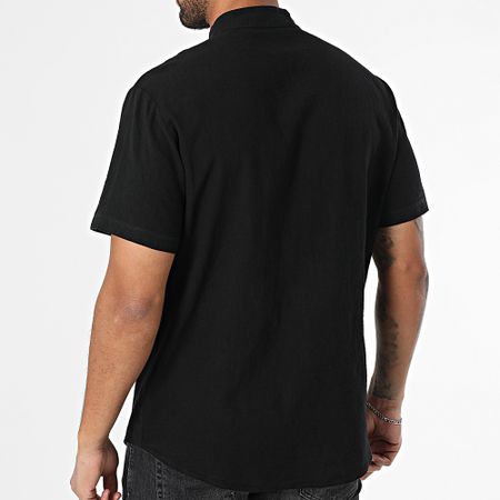 KZR - Camisa de manga corta Cuello de oficial 059 Negro