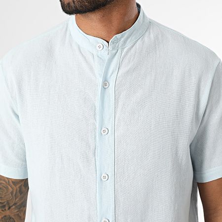 KZR - Camisa de manga corta Cuello de oficial 059 Azul claro