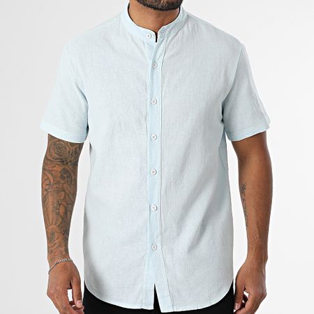 KZR - Camisa de manga corta Cuello de oficial 059 Azul claro