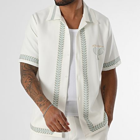 KZR - Conjunto de camisa de manga corta y pantalón corto 191 Beige claro Verde claro