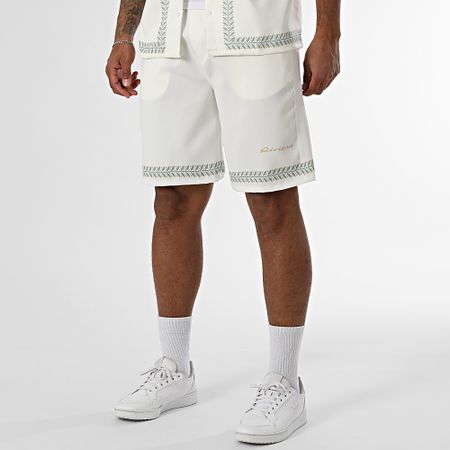 KZR - Conjunto de camisa de manga corta y pantalón corto 191 Beige claro Verde claro