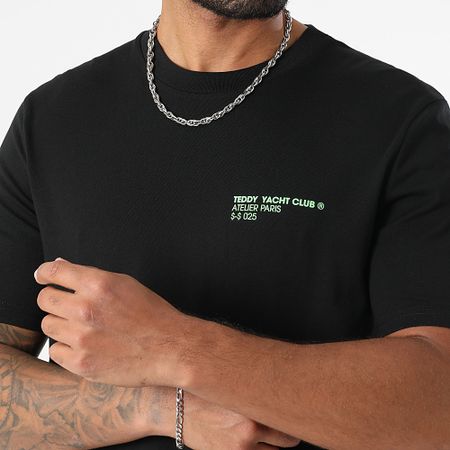 Teddy Yacht Club - Ensemble Tee Shirt Et Short Jogging Fat Outline Noir Vert Fluo