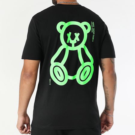Teddy Yacht Club - Ensemble Tee Shirt Et Short Jogging Fat Outline Noir Vert Fluo