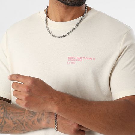 Teddy Yacht Club - Conjunto de camiseta y pantalón corto Fat Outline Beige Rosa Claro