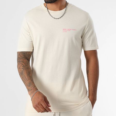 Teddy Yacht Club - Conjunto de camiseta y pantalón corto Fat Outline Beige Rosa Claro
