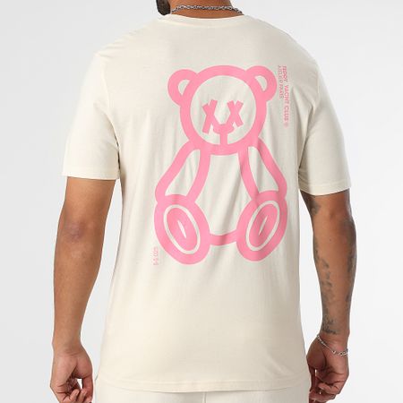 Teddy Yacht Club - Conjunto de camiseta y pantalón corto Fat Outline Beige Rosa Claro