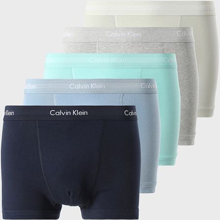Calvin Klein - Juego de 5 boxers NB2877A Azul marino Azul claro Turquesa Beige Gris brezo