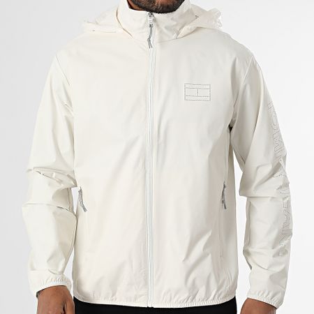 Tommy Jeans - Cazadora con cremallera y logo perforado 1680 Beige claro