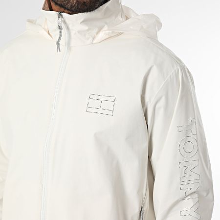 Tommy Jeans - Cazadora con cremallera y logo perforado 1680 Beige claro