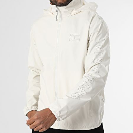 Tommy Jeans - Cazadora con cremallera y logo perforado 1680 Beige claro