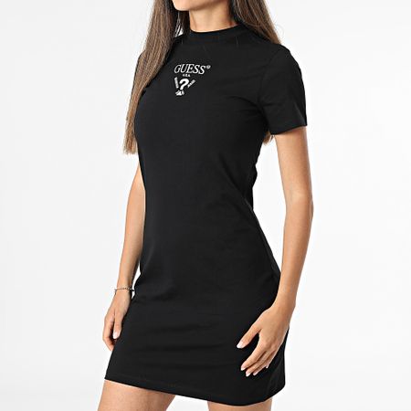 Guess - Vestido Camiseta Mujer V4YK02-KCDH1 Negro Blanco