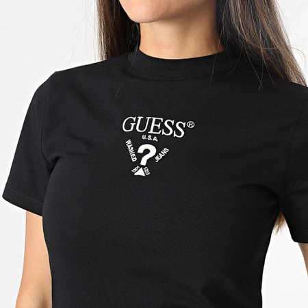 Guess - Vestido Camiseta Mujer V4YK02-KCDH1 Negro Blanco