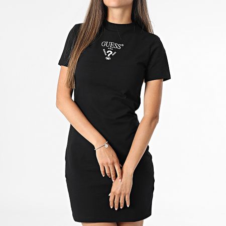 Guess - Vestido Camiseta Mujer V4YK02-KCDH1 Negro Blanco