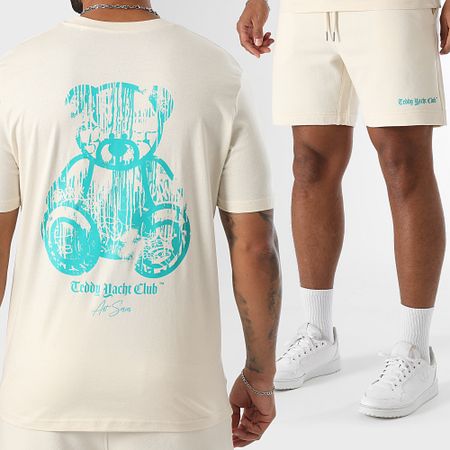 Teddy Yacht Club - Conjunto de camiseta y pantalón corto Dripping Mono Turquesa Beige
