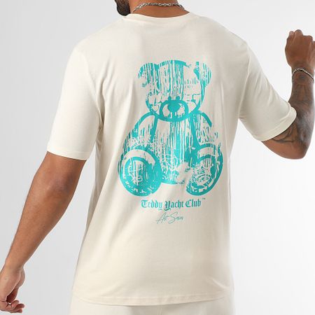 Teddy Yacht Club - Conjunto de camiseta y pantalón corto Dripping Mono Turquesa Beige