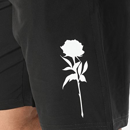 Luxury Lovers - Tech Roses Jogging Shorts Negro Blanco