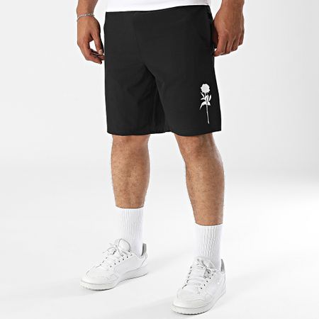 Luxury Lovers - Tech Roses Jogging Shorts Negro Blanco