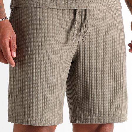 LBO - Conjunto de camiseta texturizada grande oversize y pantalón corto texturizado 3780 3804 Marrón