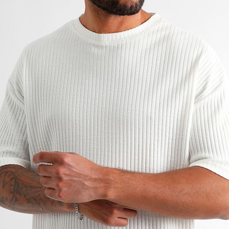 LBO - Conjunto de camiseta texturizada grande oversize y pantalón corto texturizado 3835 3836 Blanco