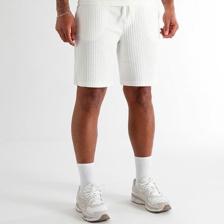 LBO - Conjunto de camiseta texturizada grande oversize y pantalón corto texturizado 3835 3836 Blanco
