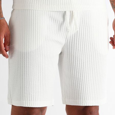 LBO - Conjunto de camiseta texturizada grande oversize y pantalón corto texturizado 3835 3836 Blanco
