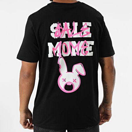 Sale Môme Paris - Oversize Tee Shirt Conejo Spray Negro Rosa Fluo