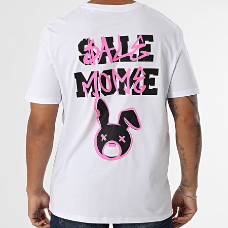 Sale Môme Paris - Oversize Tee Shirt Conejo Spray Blanco Rosa Fluo